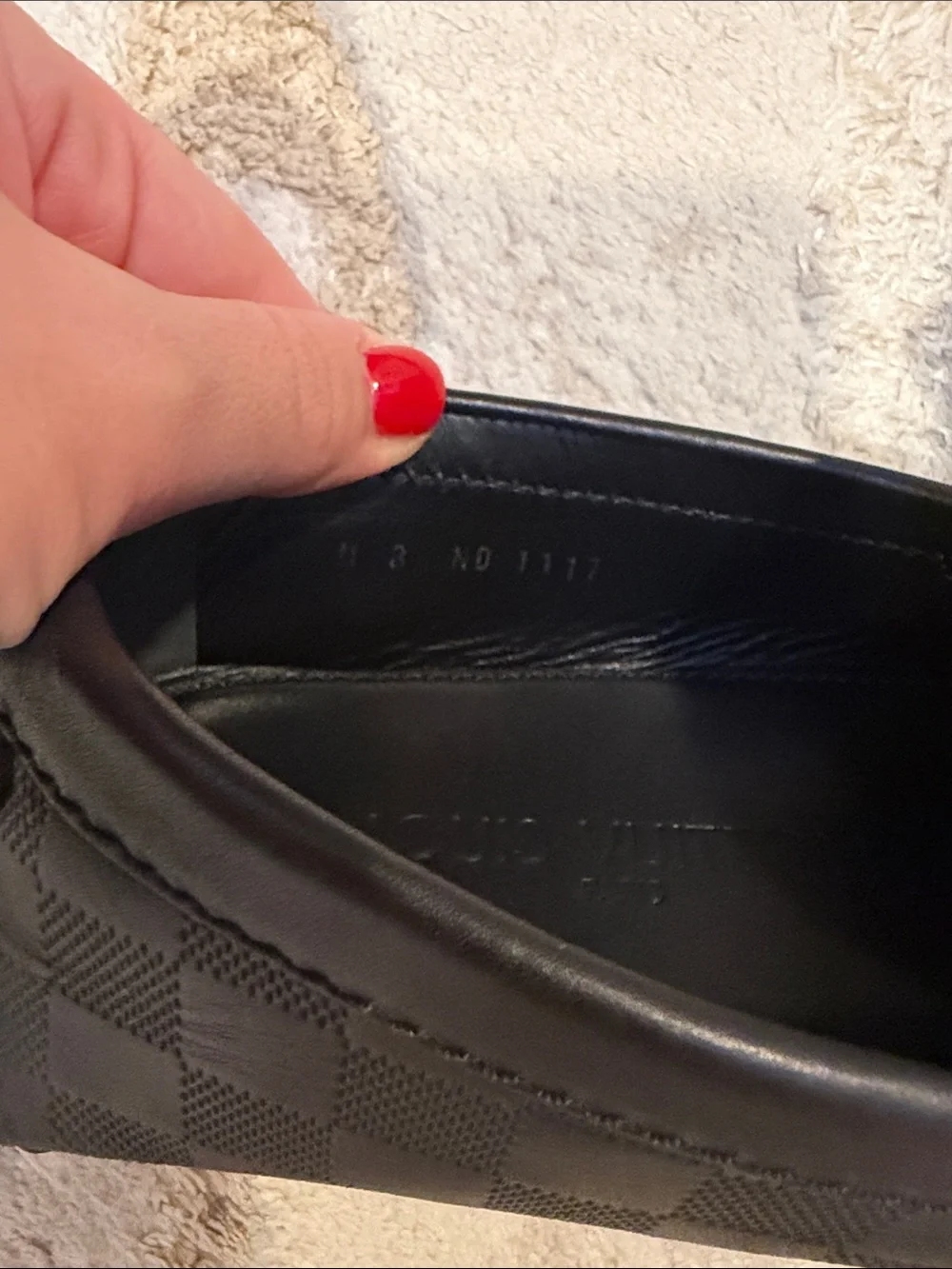 Louis Vuitton Black Damier leather LV Loafers 9